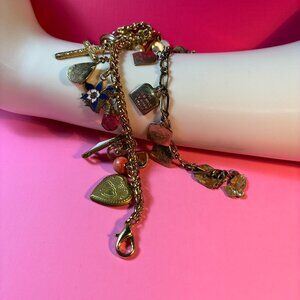 2 Religious Catholic Christian Charms Bracelets 10 commandments Cross Heart